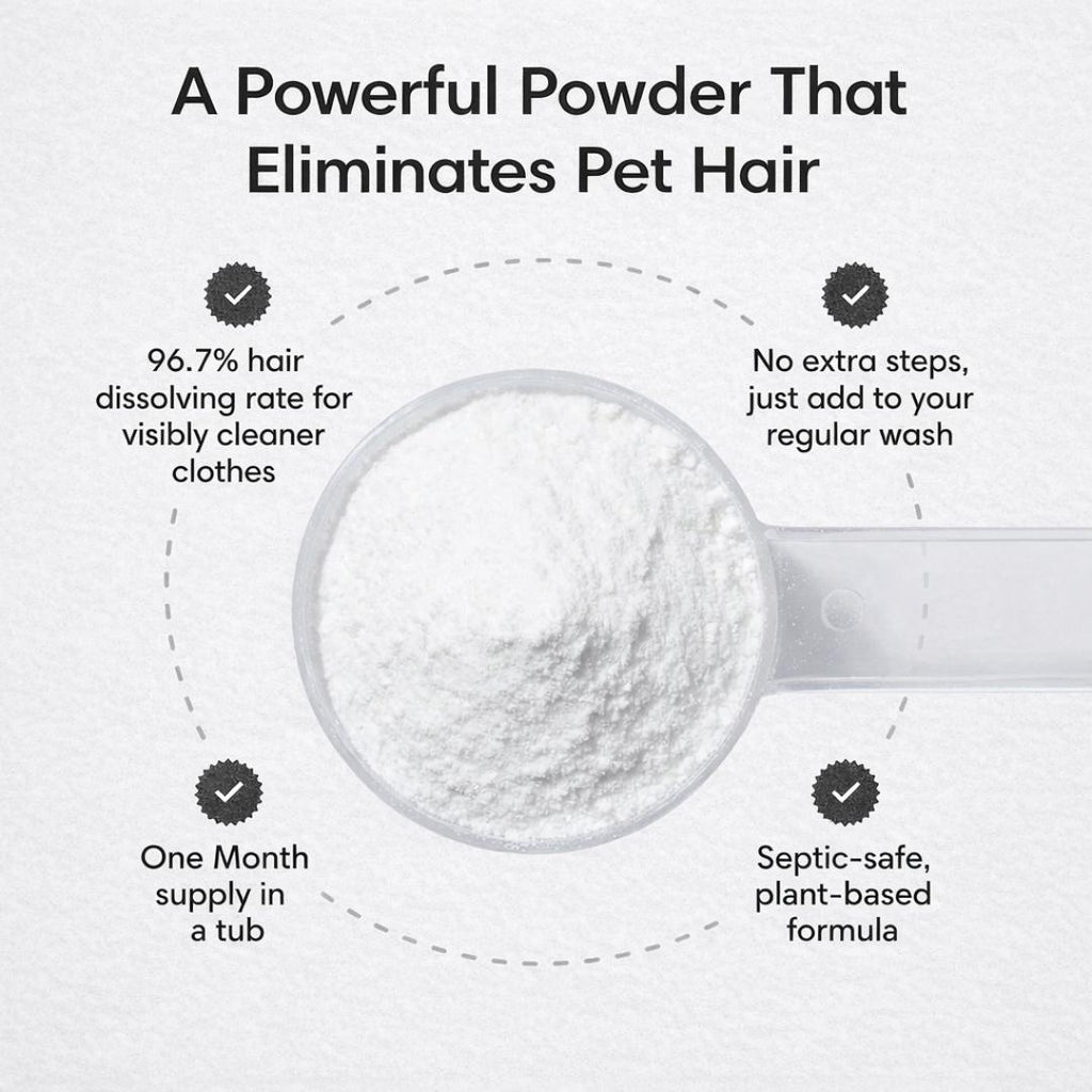 Pet Hair Dissolver Laundry Powder – 1 Wash Pet Hair Removal Formula